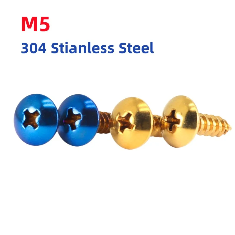 M5 Blue/gold 304 Stianless Steel Recessed Truss Self Tapping Screw Phillips Mushroom Wood Screws
