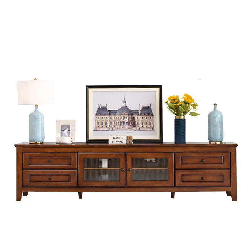 

American light luxury solid wood coffee table TV cabinet living room, small apartment storage cabinet locker