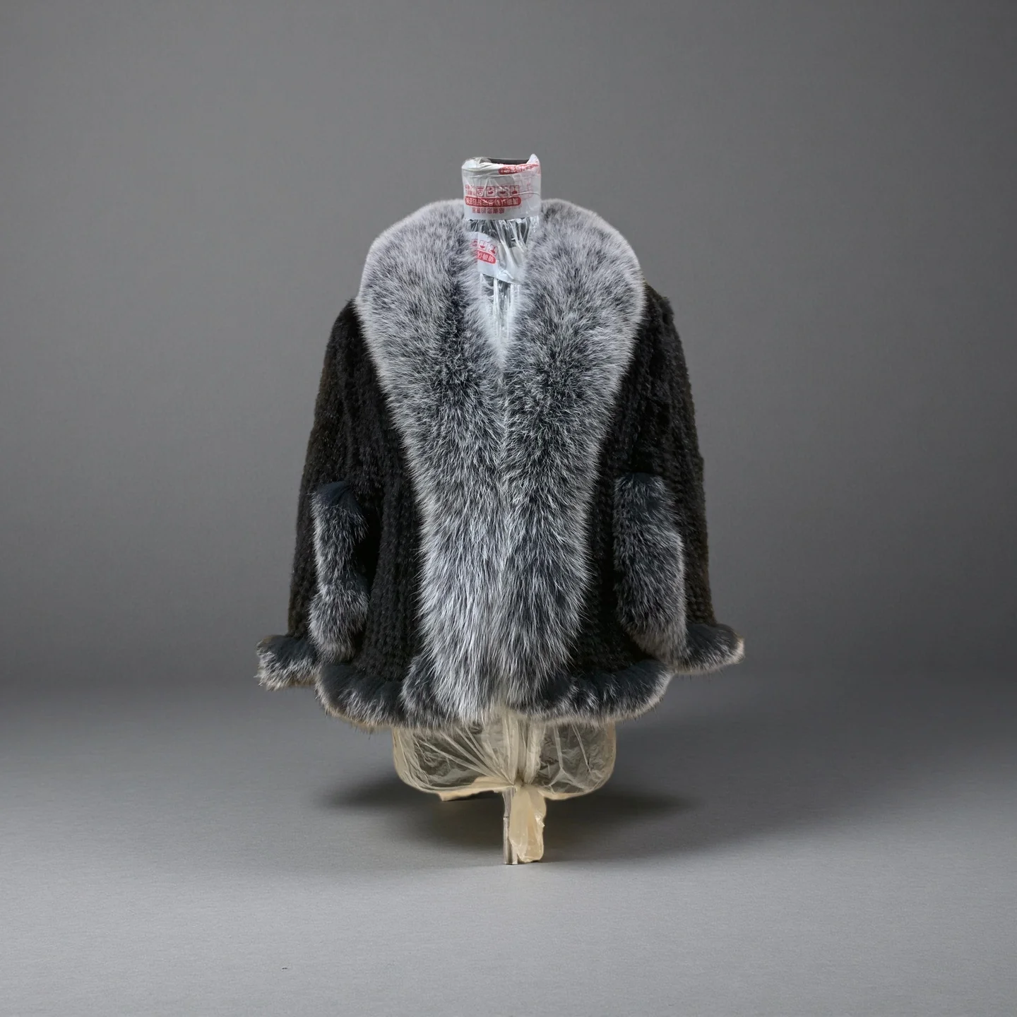 Autumn Winter Ladies' Genuine Knitted Mink Fur Shawls Fox Fur Collar Women Fur Pashmina Wraps Bridal Cape Coat Jacket