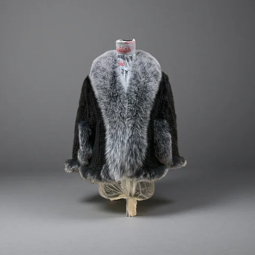 Imagen 2 del producto Otoño Invierno señoras de punto genuino chales de piel de visón cuello de piel de zorro mujeres Pashmina de piel envuelve capa nupcial chaqueta