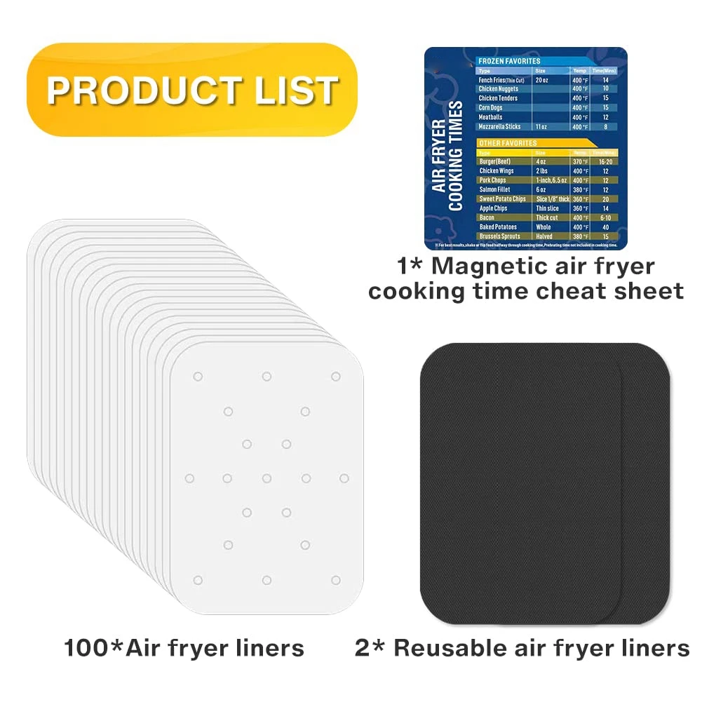 100Pcs Parchment Paper for Ninja Foodi Dual Air Fryer Pre-Cut Food Safe Baking Mat with Non-Stick Liners and Cheat