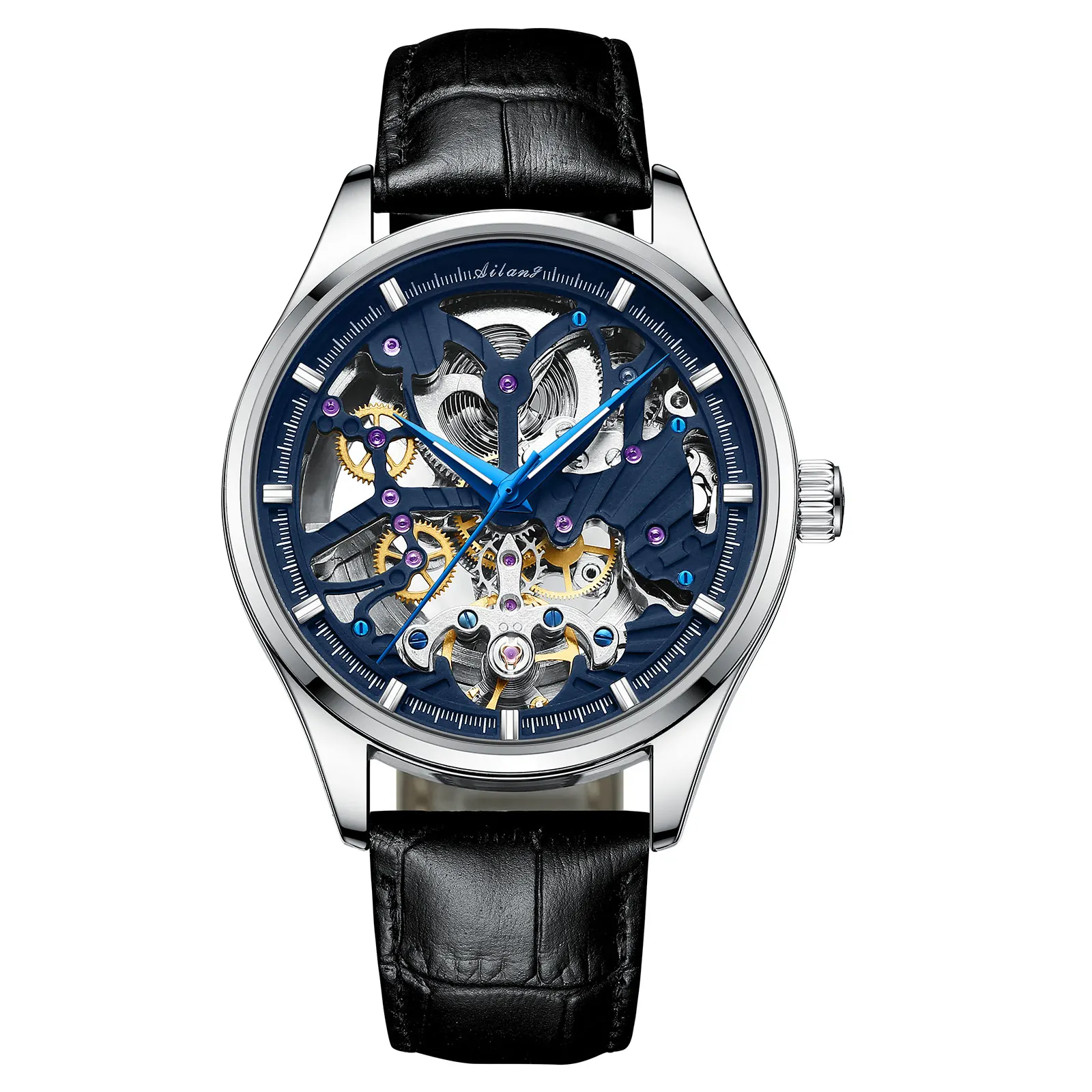 Ai lang top brand luxury fully automatic mechanical watch waterproof skeletonized luminous fashion wristwatch Brother Gift 2026