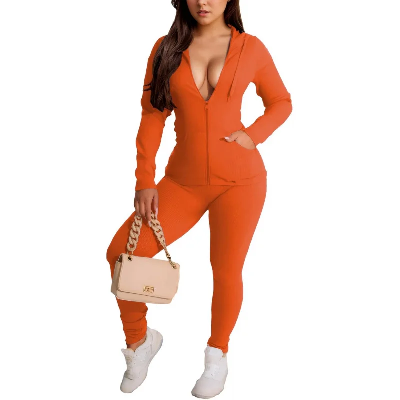 

Women 2 Piece Outfits Long Sleeve Tracksuit Bodycon Matching Sets Hoodie Jacket Jogging Suit