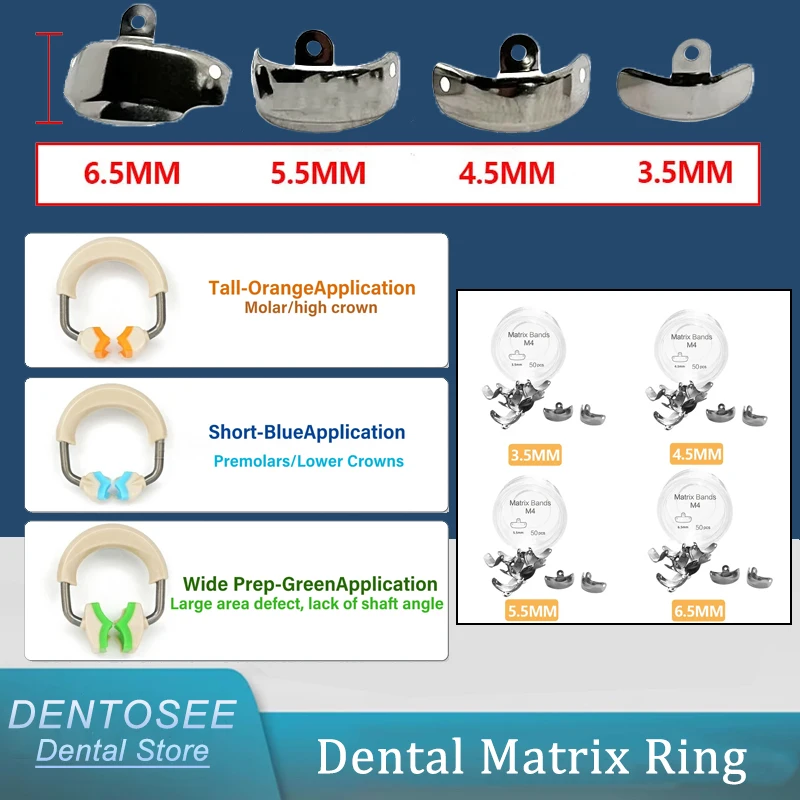

Dental Matrix Bands Kit with NITI Metal Matrices, Clamp Ring Sectional Matrix System for Dental Restoration Tools