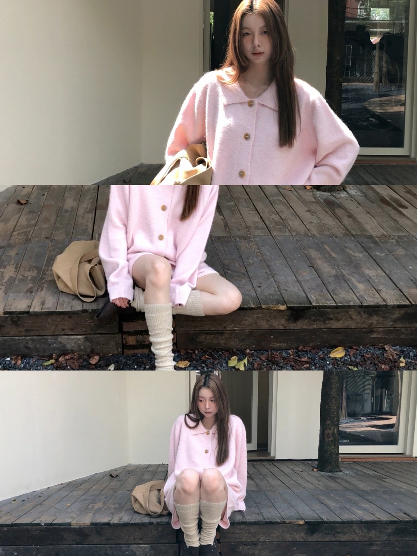 Rood Personali gebreid open vest dames vroege herfst Faion 2025 nieuwe roze top lange Sve trui Jaet