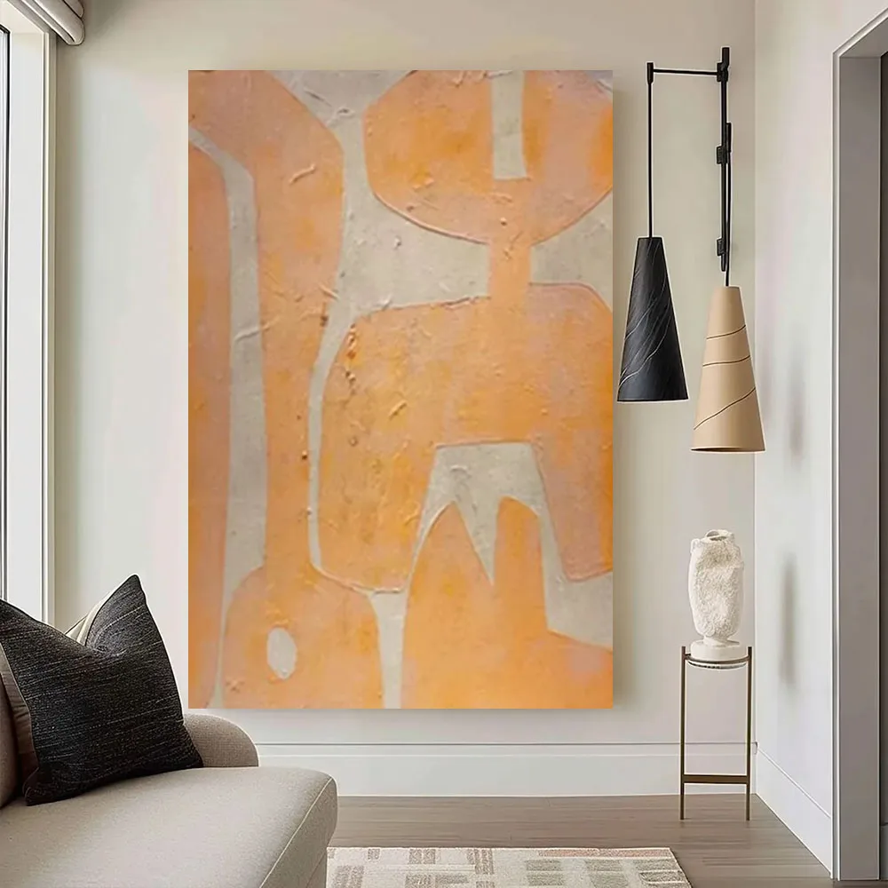 

The Latest Hand-Painted Oil Painting On Canvas Wall Art Abstract Golden And Blue Outline Wall Paintings For Living Room Decor