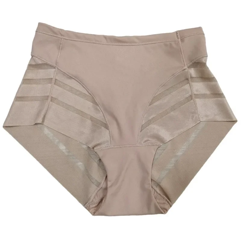 여성용 하이 웨이스트 브리프, 심리스 팬티, 투명 메쉬, 고탄성 배 컨트롤, 보정속옷 아이스 실크 속옷, 섹시 란제리