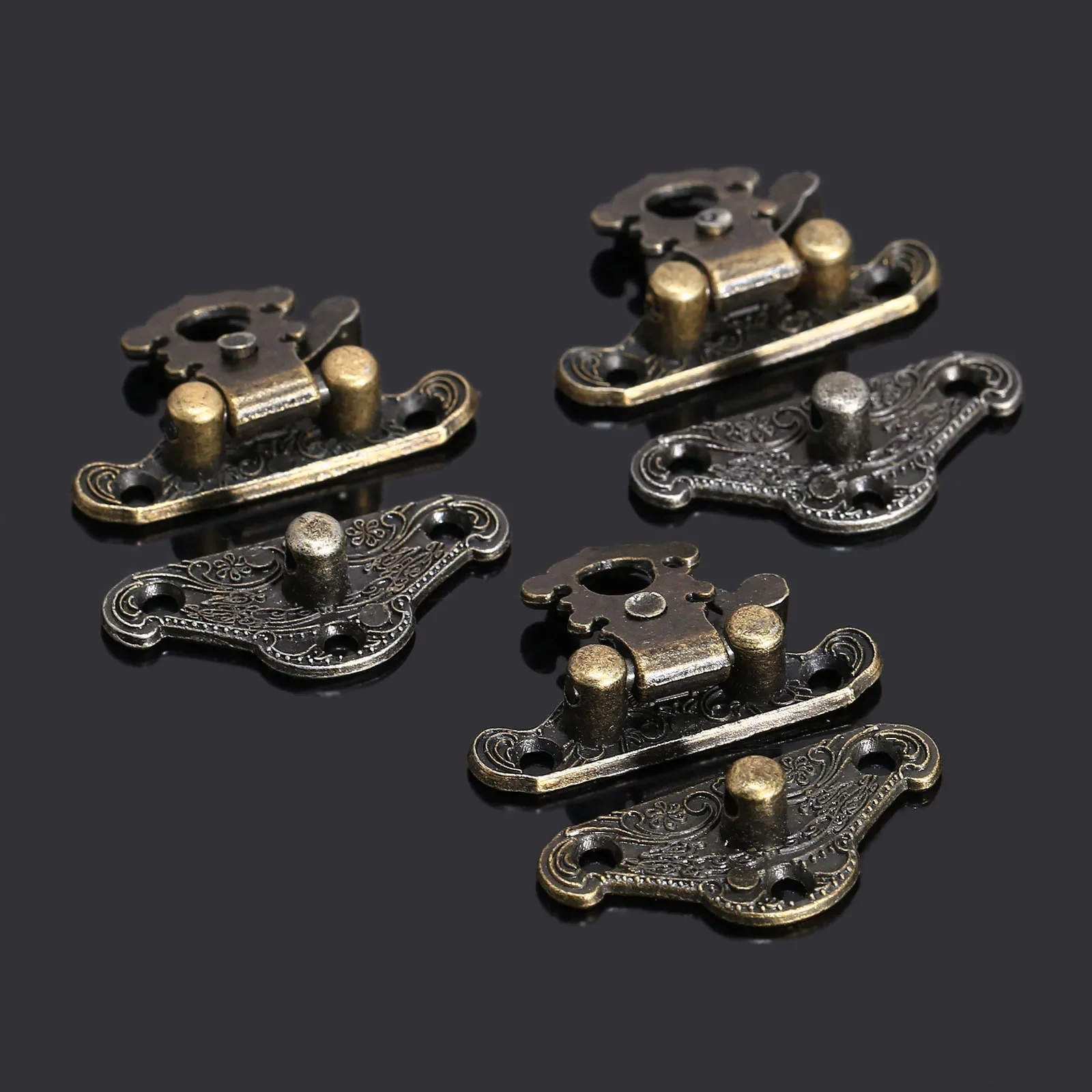 12Pcs 28x23mm Antique Latches Catches Hasps Clasp Wooden Buckles Decorative Jewelry Wooden Box Latch Hook With Screw Funitures