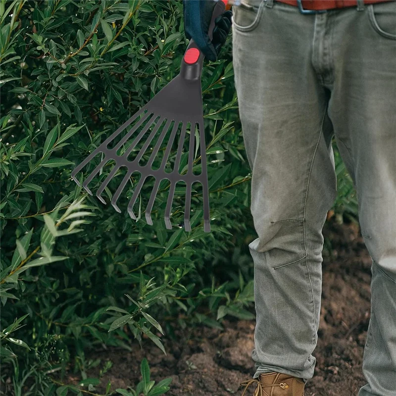 

A69egardening Hand Rake Hand Tiller Small Garden Rake Forgardening Short Handle Rake Forcultivating Loosening Soil Spreading