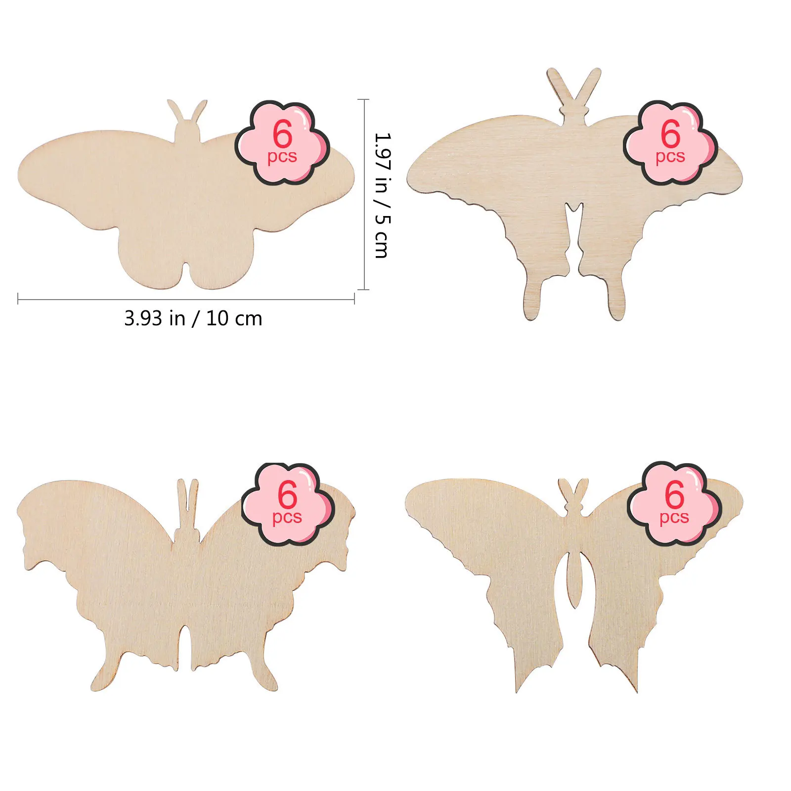 

24 pcs Wooden Painting Butterflies Handmade Craft For Diy Home Decor Unfinished Butterfly Shaped Slices Wooden Craft Supplies