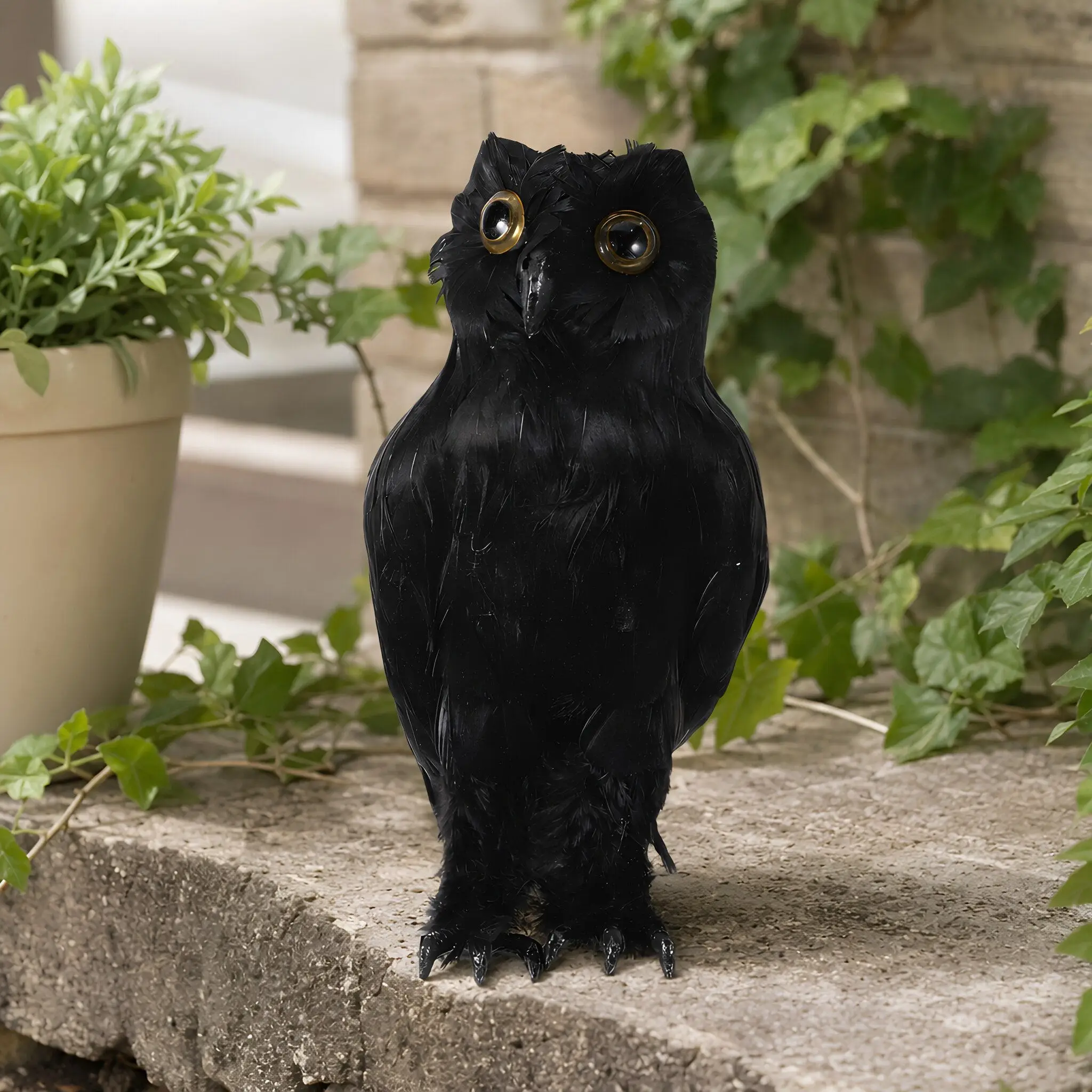Plastic Owl Statue Realistic Lifelike Garden Decor Weatherproof Outdoor Owl Sculpture Patio Balcony Decoration