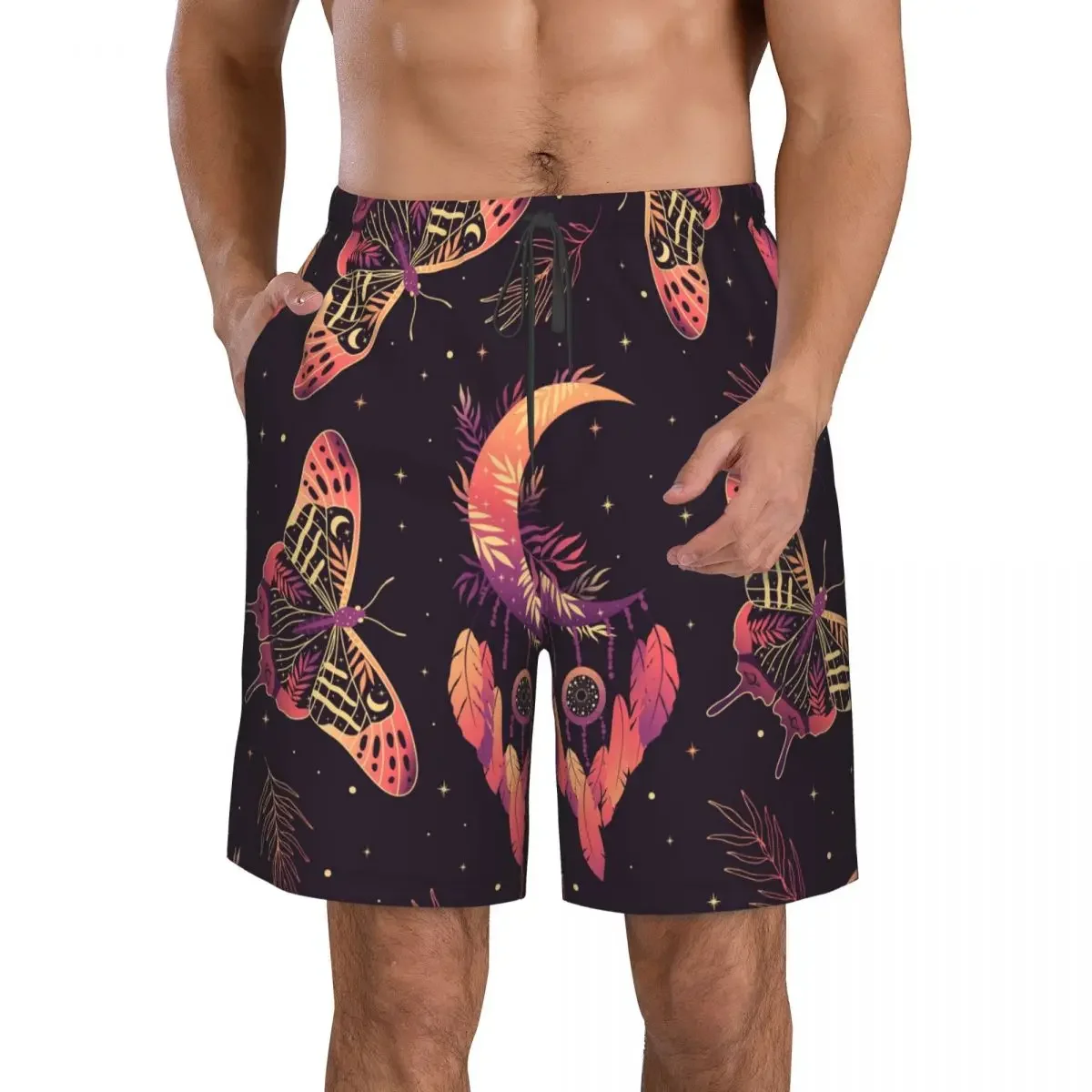 Quick Dry Swimwear Beach Board Short For Man Butterflies Stars And Dreamcatcher Swimming Trunk