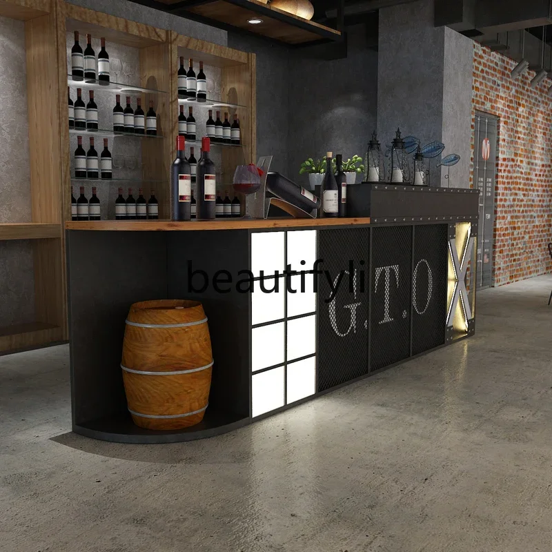

zzqVintage Industrial Style Restaurant Cashier Counter Milk Tea Shop Bar Corner Bar Table Internet Cafe Reception Counter