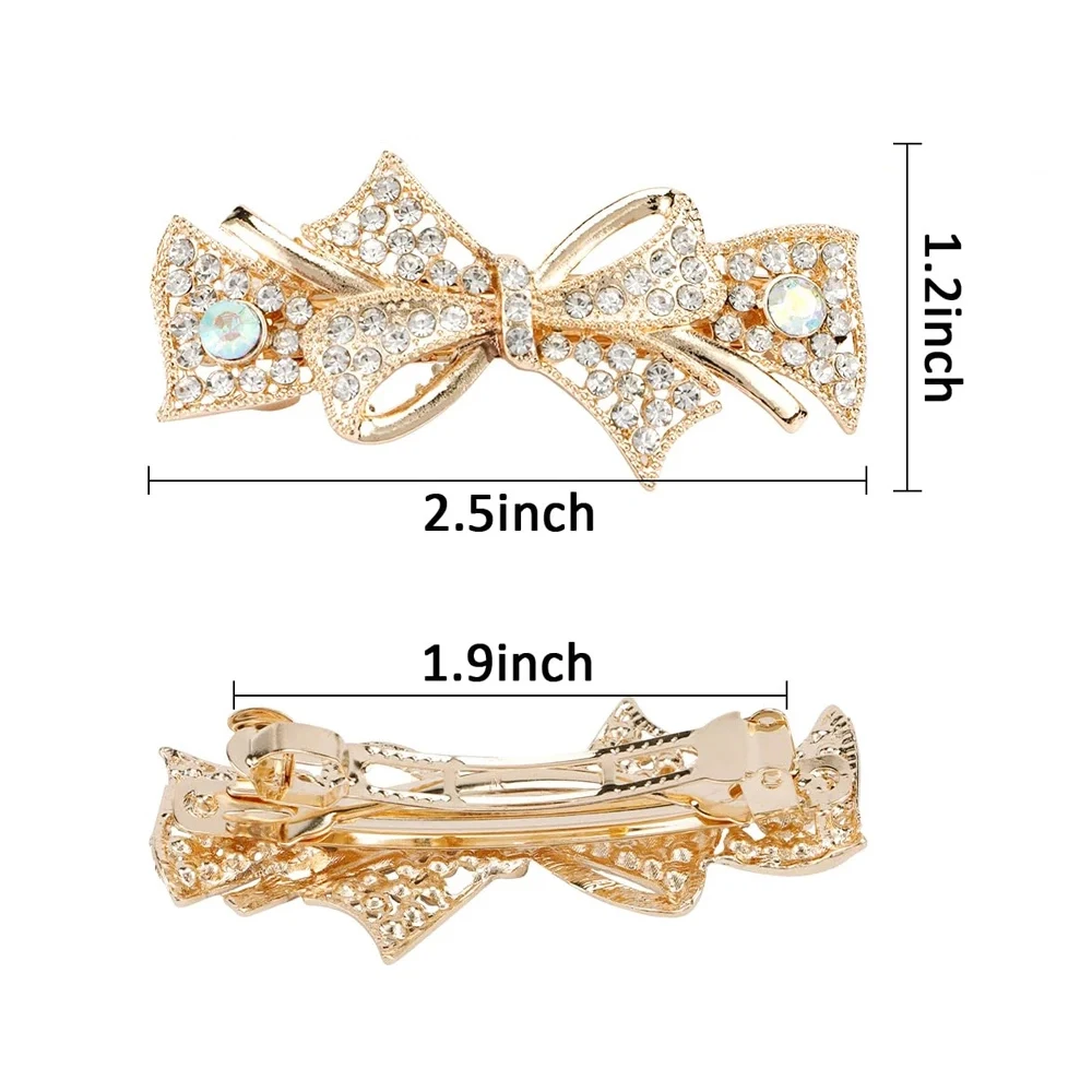 French Style Rhinestone Flower Hair Barrettes Clips Sparkly Glitter Butterfly Metal Spring Hair Clasp For Women Girls Gifts