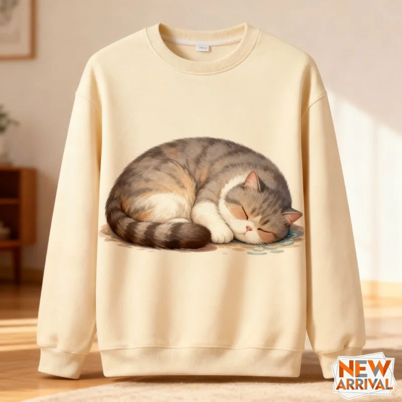 سويت شيرت قطة لطيف مطبوع ثلاثي الأبعاد للرجال والنساء بنمط حيوان لعوب هوديي كاجوال بأكمام طويلة بلوفرات برقبة دائرية مع قلنسوة #4