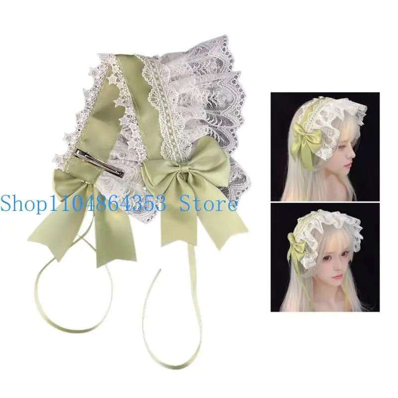 652F Headband Ruffled Lace Bowknot Hair Band Jewelry for Stage and Party Wear