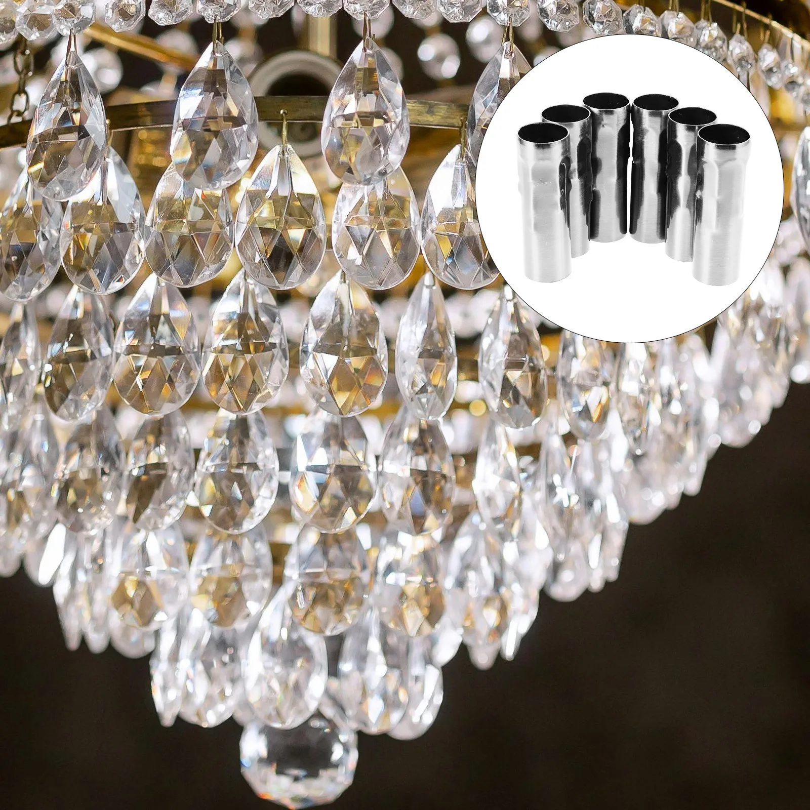 6Pcs E14 Lampe Halter Hülse Teardrop Design DIY Kronleuchter Zubehör Ersatzteile Beleuchtung