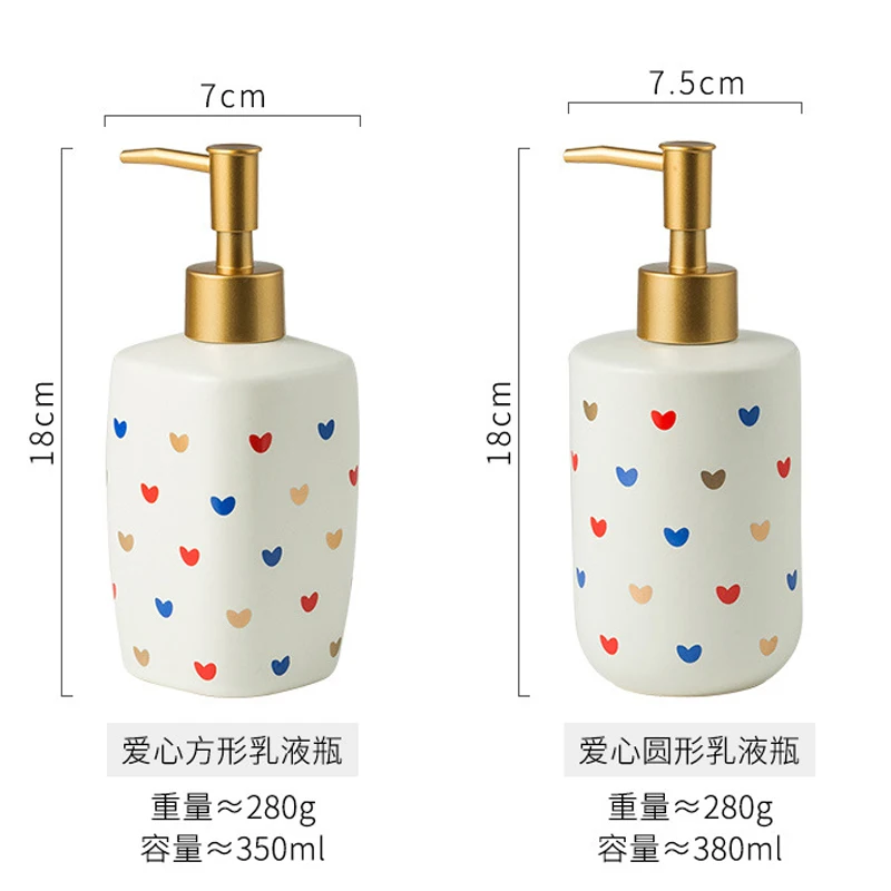 Nordic Bathroom Supplies Love Ceramic Emulsion Bottle Mouthwash Cup Toothbrush Holder Soap Dish Bathroom Decoration Accessories