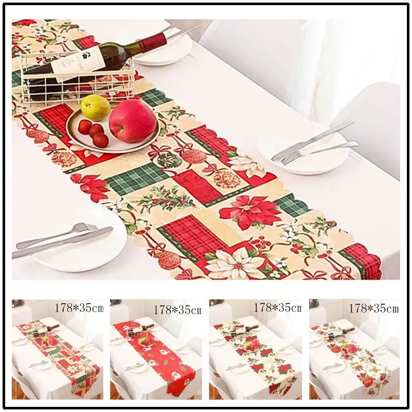 Xmas Table Runner 35cm X178cm Christmas Party Supply Christmas Home Modern Coffee Dining Luxury Table Decoration