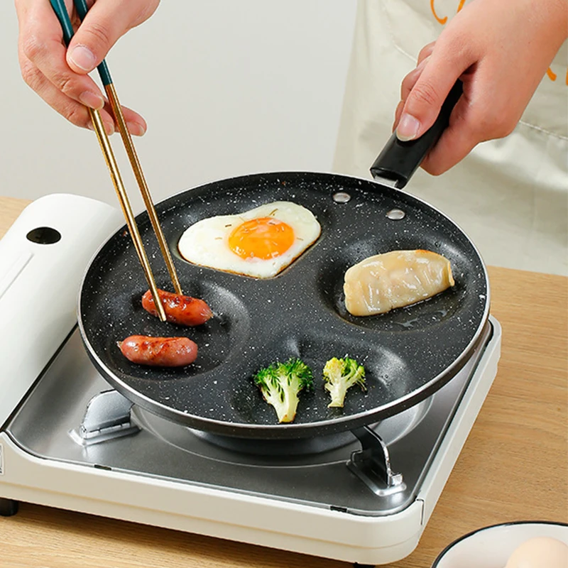 

4 Hole Egg Frying Pan Pancakes Frying Pan Breakfast Egg Pan Non-stick Frying Cookware Pancake Pan Without Cover Kitchen Utensil