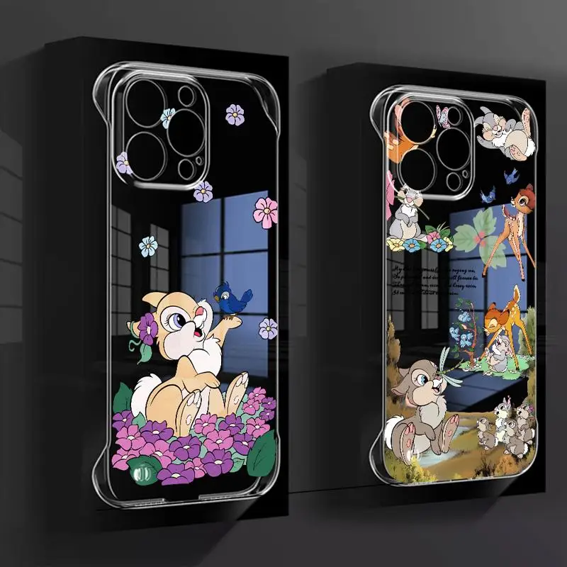 phone case for Apple iphone 16 15 pro max cases 11 16plus 12 14 13 borderless cooling clear fundas Bambi Deer Rabbit Thumpers