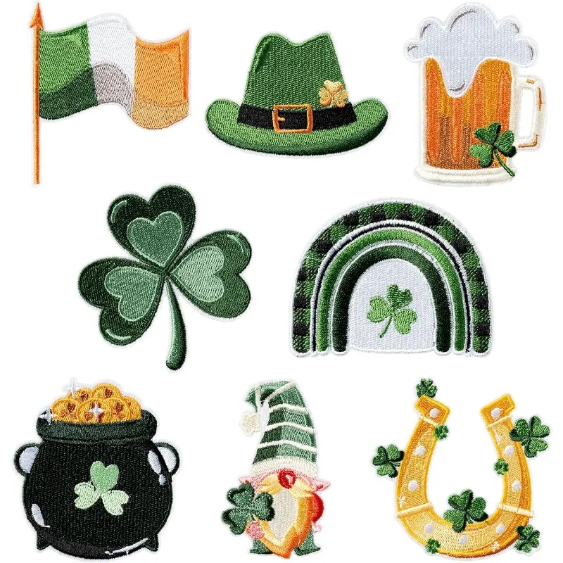 

Irish St. Patrick's Day Carnival Lucky Shamrock Patches Sew on Applique Iron for Clothing Bags Shoes DIY Craft Clothes Sticker