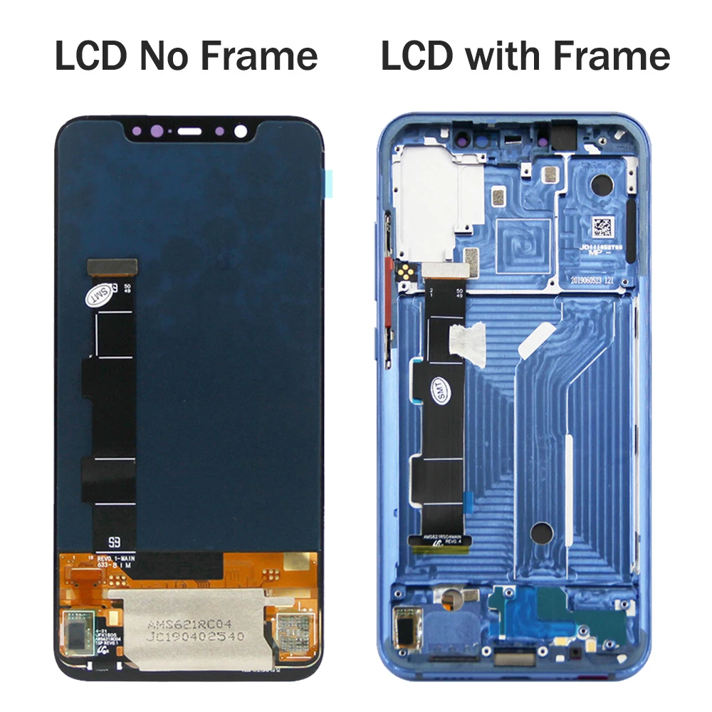 Super AMOLED Mi 8 Screen Replacement, for Xiaomi Mi 8 LCD Display Digital Touch Screen with Frame Assembly for Mi8 M1803E1A