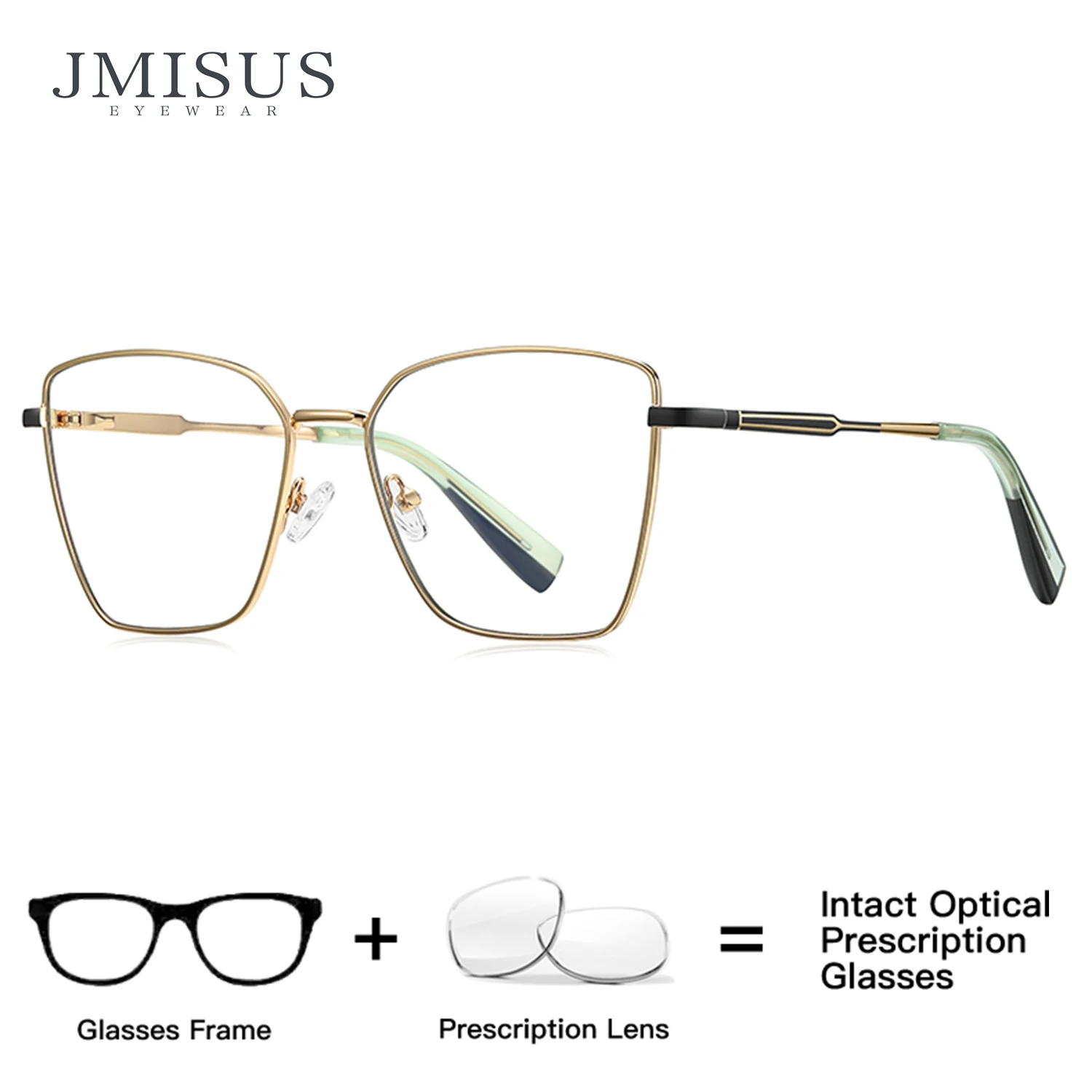

JMISUS Fashion Lagre Square Prescription Eyeglasses for Women High-quality Metal Custom Photochromic Optical Glasses