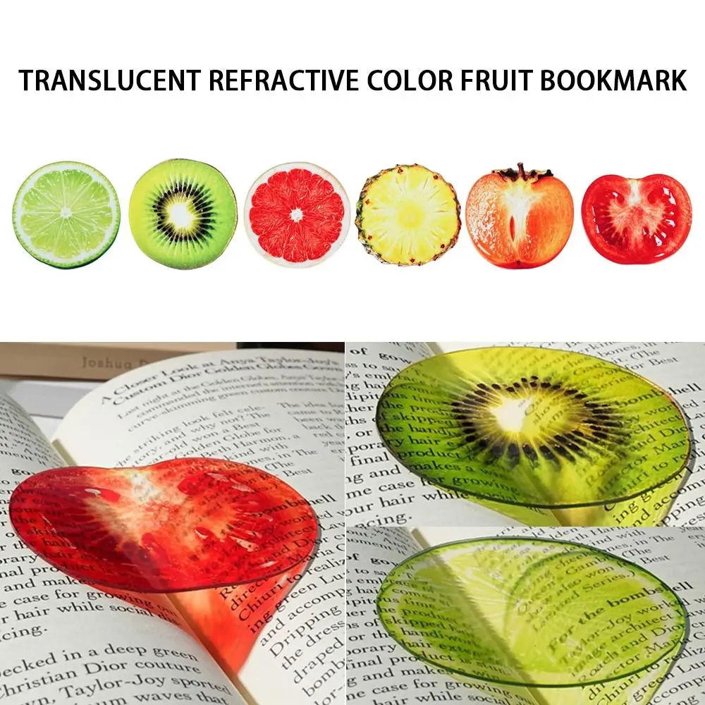 New Refractive Color Acrylic Bookmark Simulation Fruit Funny Translucent Bookmark Cute Cartoon Pages Guide Marker Note Marker