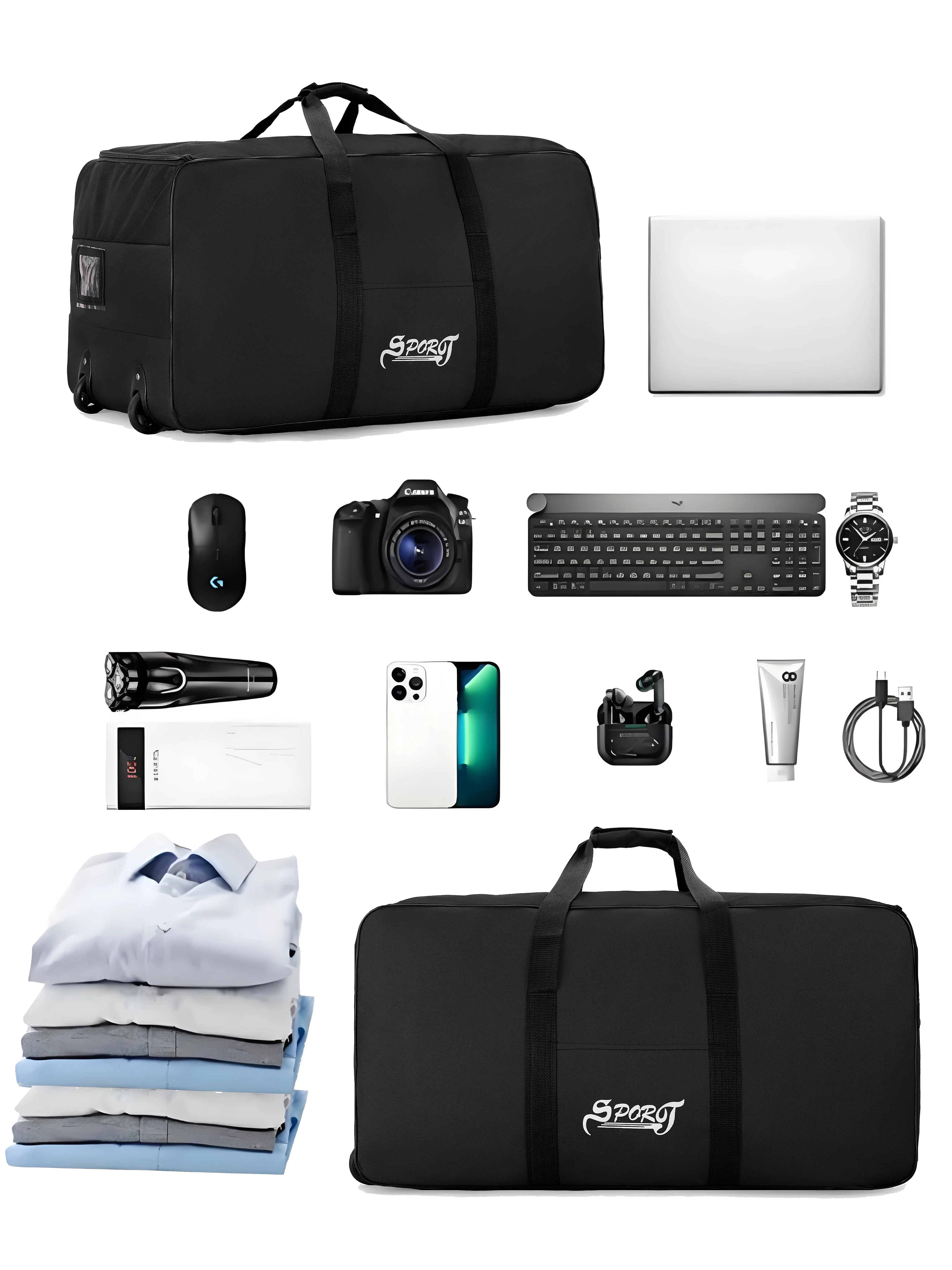 Outdoor Camping Stijl Picknickuitrusting Cosmetica Tas Kleding Tentbenodigdheden Opbergdoos met wielen Grote capaciteit Extra grote reistas