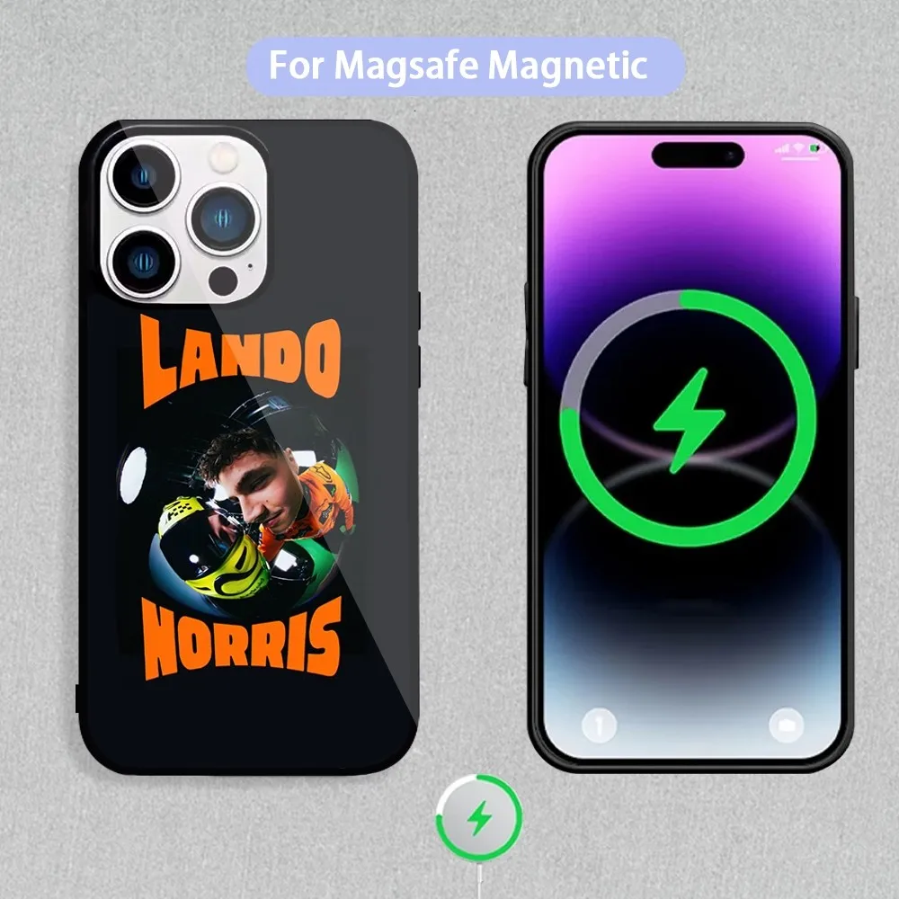 racing driver L-Lando N-Norris Phone Case For Magnetic Inductive Charging iPhone 11 12 13 14 15 Max Pro Mini Plus Shell