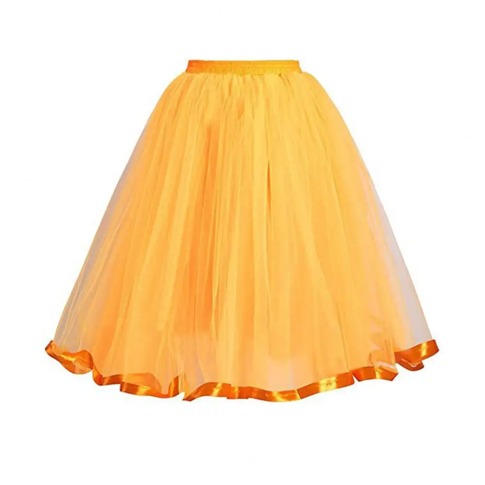 Full Gauze Skirt Rainbow Color Multi Layer Mesh Skirt with Elastic Waist Ribbon Edge Women's Colorful Gauze Skirt Women Full