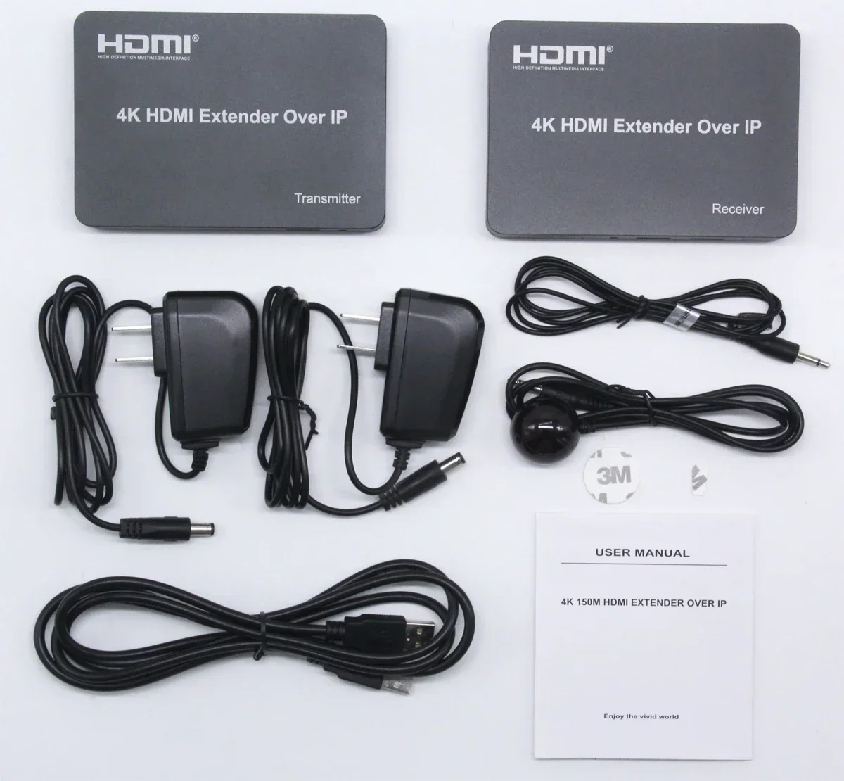 Extensor IP KVM HDMI 4K de 150M sobre Cable Ethernet Cat5e Cat6, compatible con ratón USB, teclado, compresión sin pérdidas, extensor HDMI RJ45