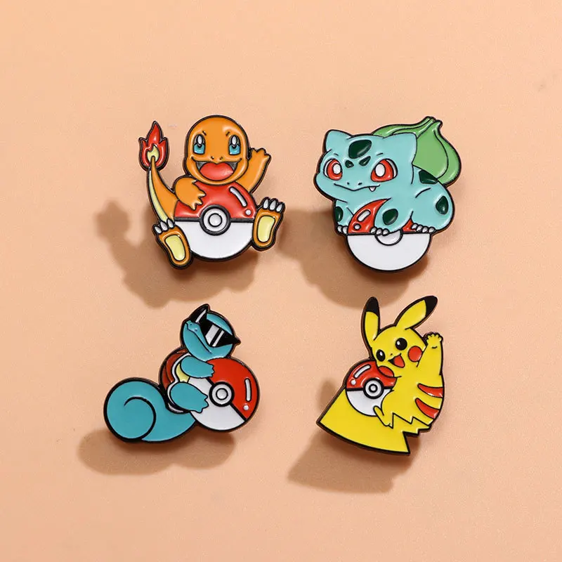 NEW HOT 4pcs cartoon Pokemon Cute Anime Monster Enamel Pin Pokémon Anime Badg Badge on Backpack Costume Accessories Friends Gift view 5