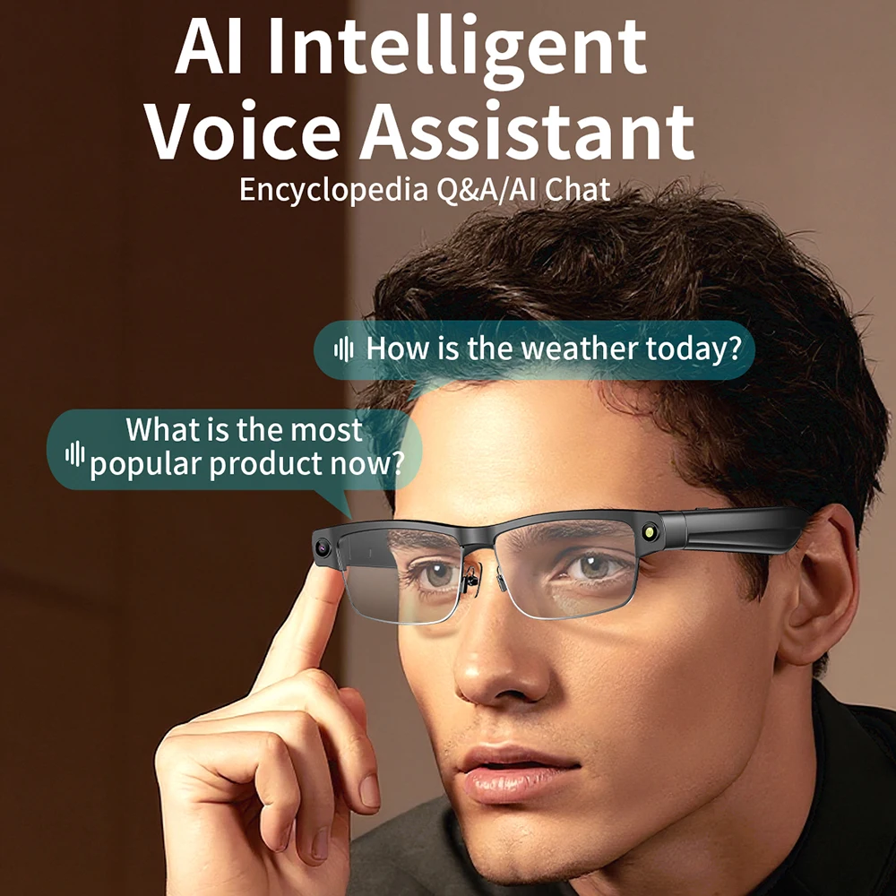 LIGE 800W Camera Glasses AI Bluetooth Glasses Call Music Video Recording Noise Reduction Headset Touch Control Smart Sunglasses