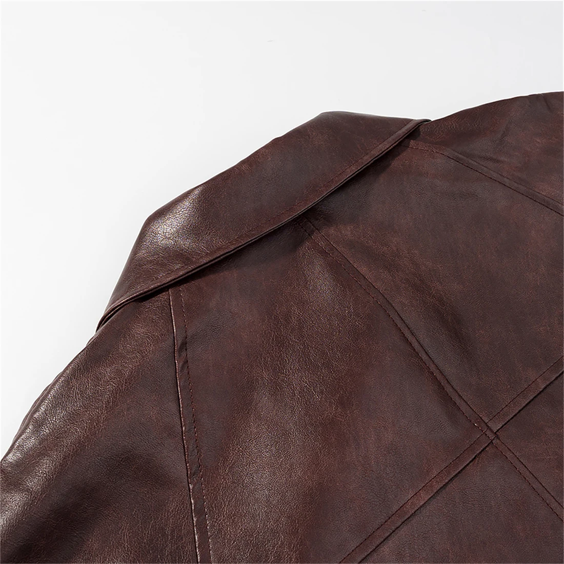 Women's Retro Brown Leather Jacket Loose Fit Single-Breasted Lapel Casual Street Style Three-Button Fall 2025