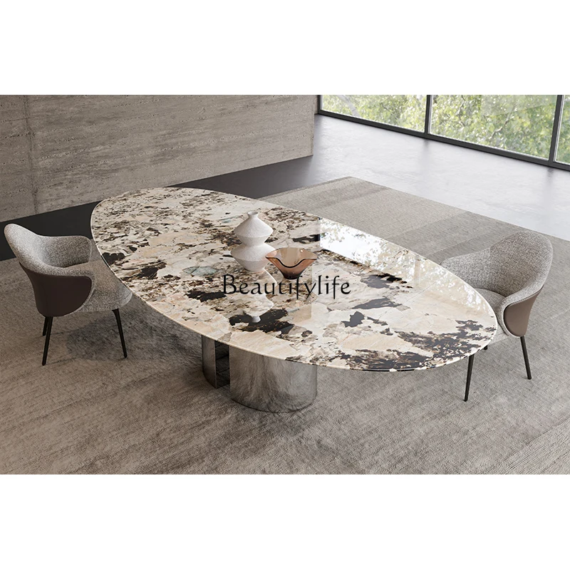 Italian marble water drop dining table Pandora light luxury natural luxury stone