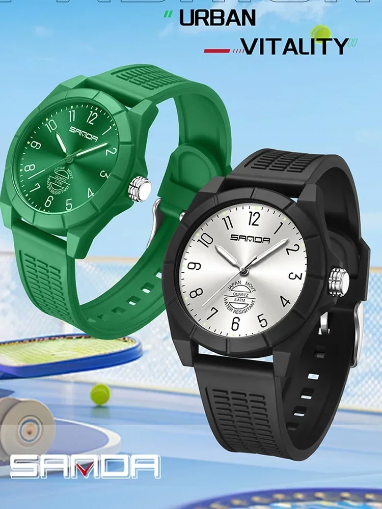 SANDA 6212 Sports Waterproof Student Quartz WatchMen And Women Student New Quartz Simple Watch Silicone Strap Multifunctional