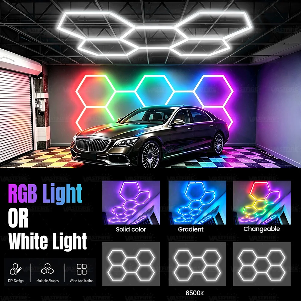 Two types of light tubes, white light and RGB light tubes, combined in multiple quantities for easy installation. DIY lightweight and portable light tubes are suitable for simple lighting in garages, gaming rooms, car wash shops, gyms, hair salons, and ot
