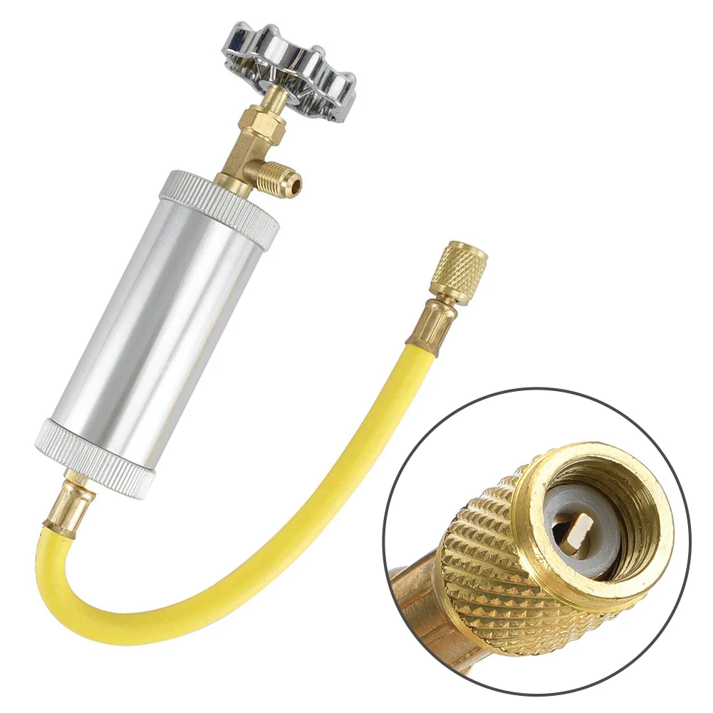 

R134A R12 Hand Turn Pump Oil Injection Oil Dye Injector Vehicle A/C Adapter 1/4 SAE Male X 1/4 SAE Female Connector