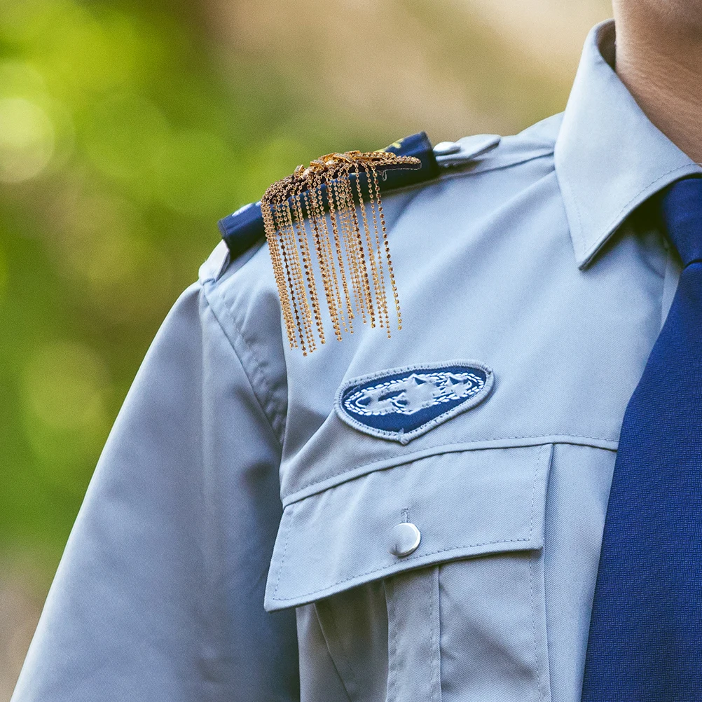 

1pcs Gold Tassel Shoulder Epaulet Beading Fringe Badge For Boho Jackets Men Women Costume Decor Chain Link Rhinestone Trim