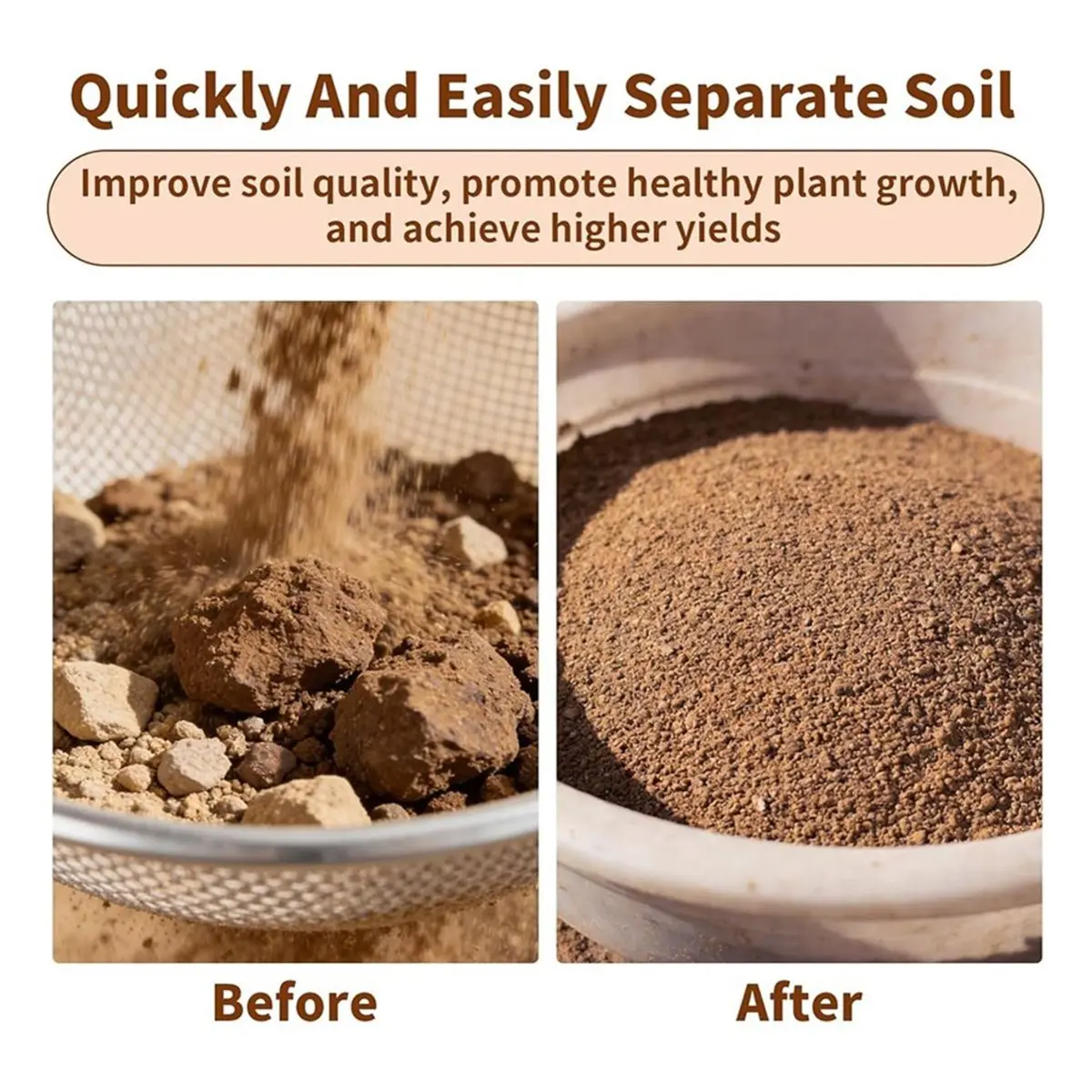 2026 New Ground Sieves: 2 Pieces 3 mm, 6 mm Round Garden Sieve, Kompostsieb for Sifting Earth, Compost and Seeds