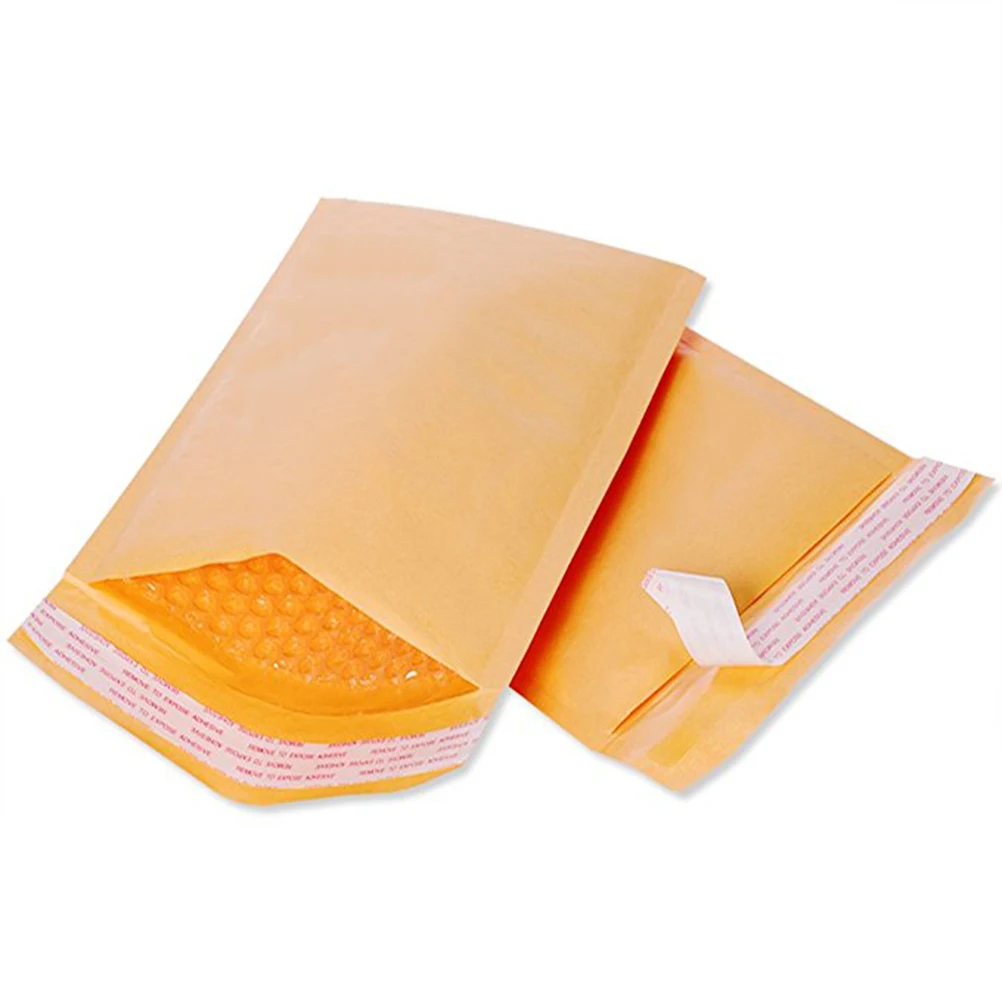 

20pcs 130X170Mm Kraft Film Mailing Envelope Bags Lightweight Padded Mailers 360° Air Bubble Protection For Office Home School