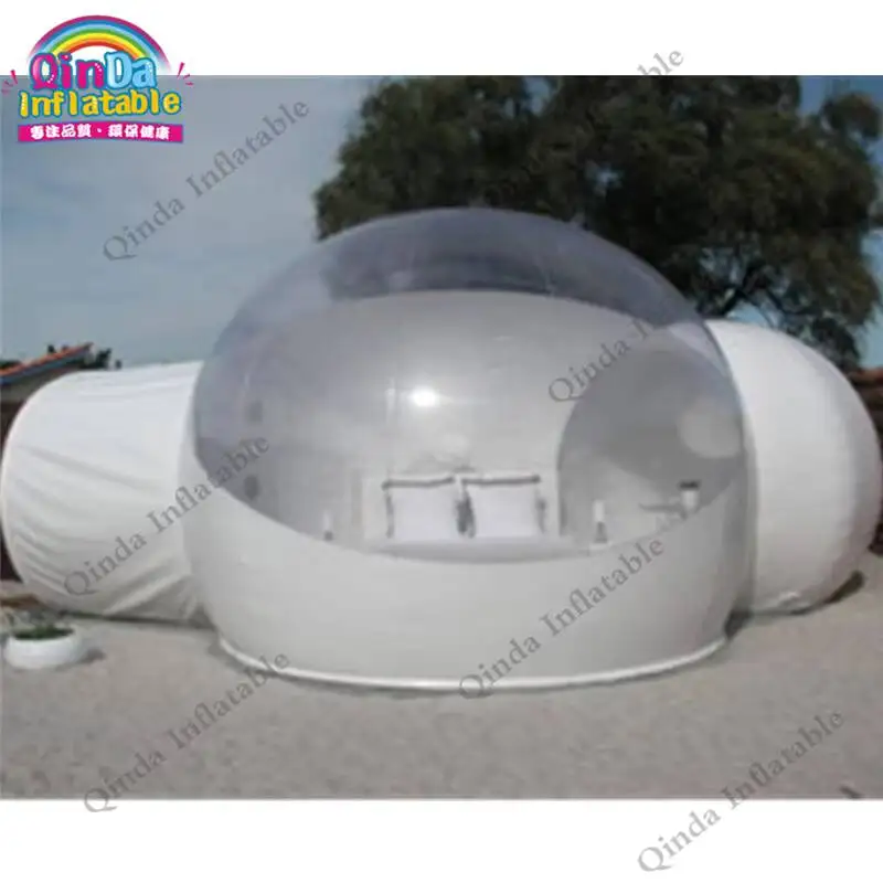 Tienda de burbujas inflable transparente de dos habitaciones para acampar al aire libre, tienda iglú inflable transparente para alquiler