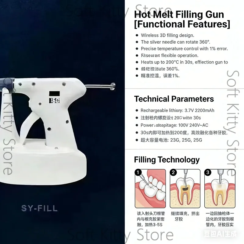 Dental Gutta Percha Obturation System Endodontic Root Canal Filling Gun Heated Pen Backfill Dental Surgical Instruments