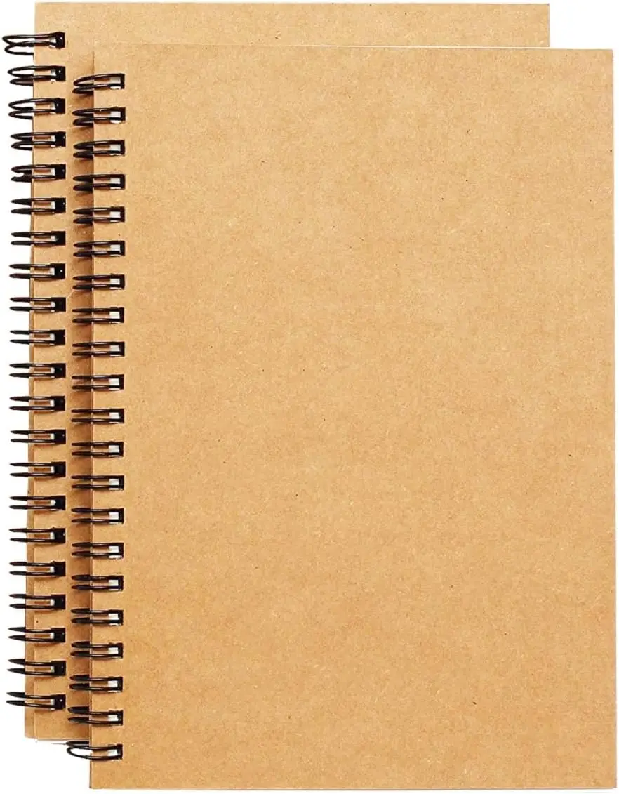 

8.6x11.4 Inch Spiral Sketch Book with Drawing Board, 2 Pack 200 Pages Kraft Cover Sketch Pad for Drawing Painting