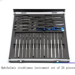 Ophthalmic microinstruments Stainless steel strabismus set 24 corneal scissors ligation forceps Pull hook capsule tearing forcep