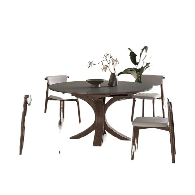 Solid wood slate dining table and chair combination modern simple imported ash retractable small household dining table