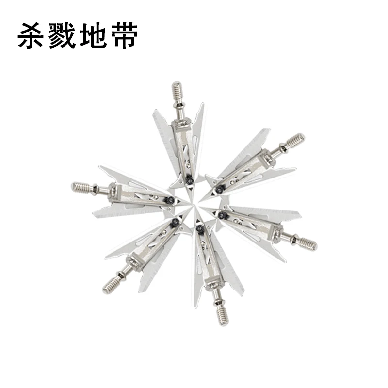 ปลายหัวลูกศรล่าสัตว์6/12ชิ้นอุปกรณ์เสริมลูกธนู2ใบมีดหัวกว้างทำจากสเตนเลสปัตเตอเลี่ยนตัดผม