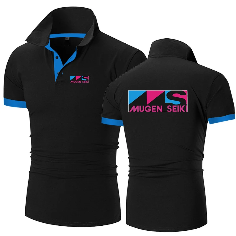 2024 Summer Men's Mugen Seiki Logo Print Popular Lapel Collar Cotton Simplicity Comfortable Quick Drying Solid Color Polo Shirts